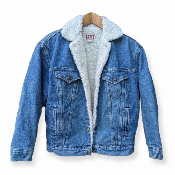 Vintage Levi's 80s Sherpa Lined Jean Jacket USA Denim Trucker